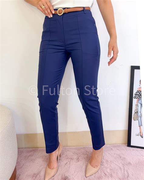 calça sarja azul marinho feminina